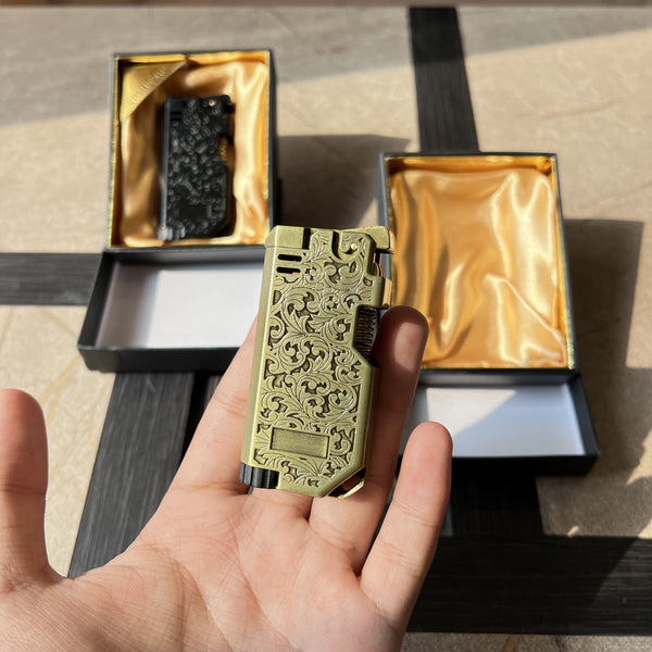 Vintage Floral Metal Soft Flame Butane Lighter