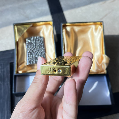 Vintage Windproof Hammered Metal Flint Lighter