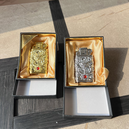 Sculpted Dragon Butane Lighter with Ruby Gem