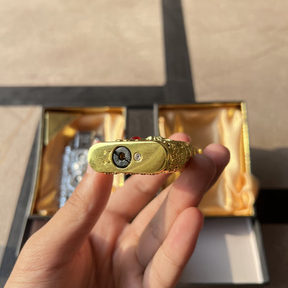 Sculpted Dragon Butane Lighter with Ruby Gem