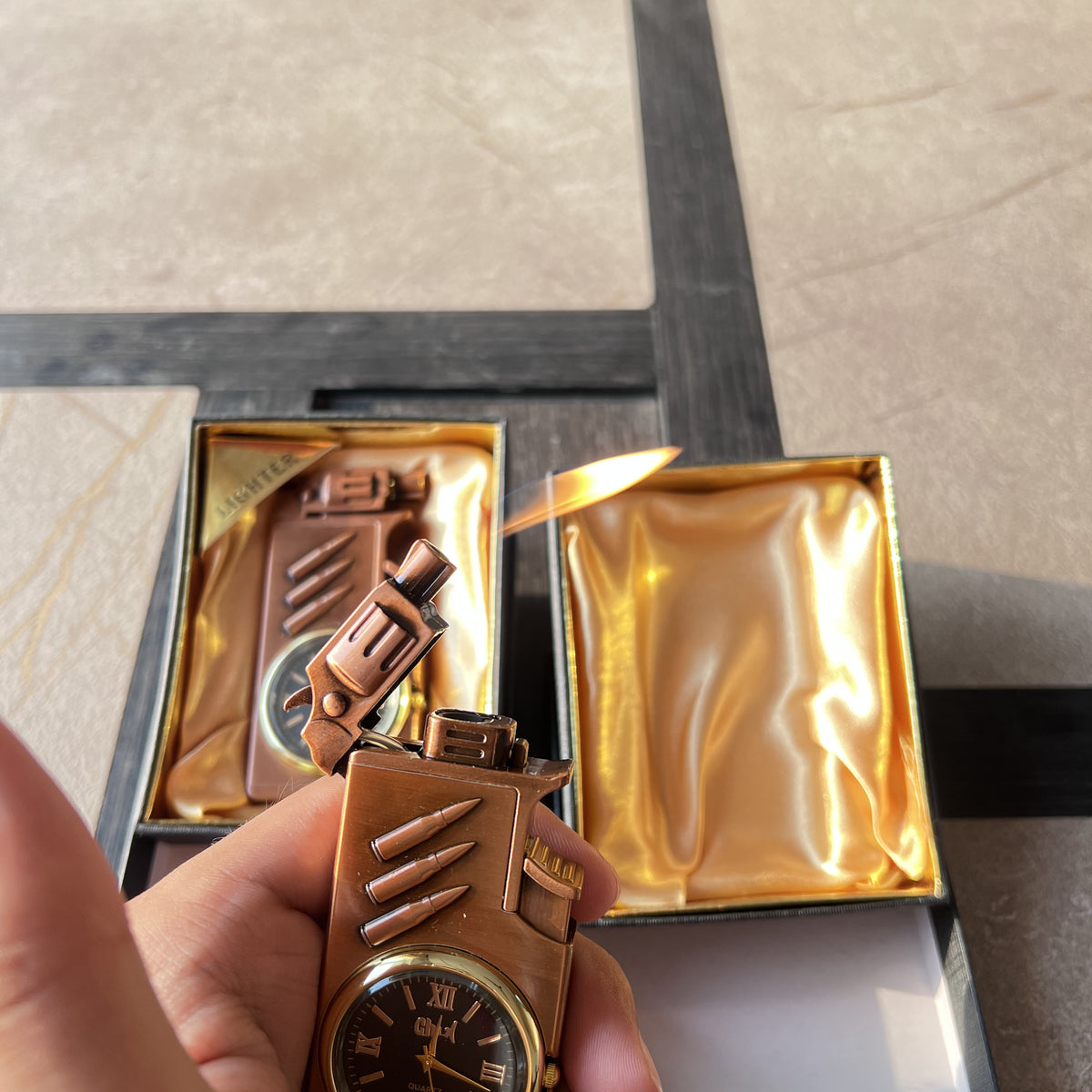 Vintage Watch Revolver Lighter