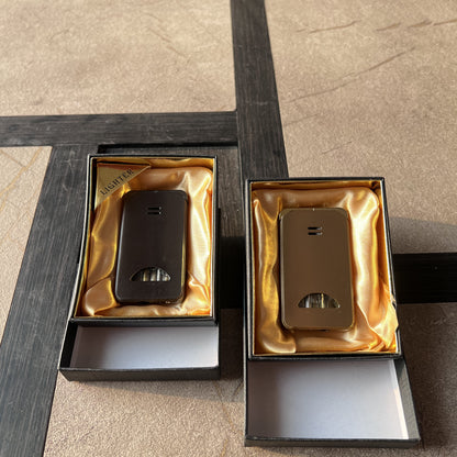 Dual-Flame Windproof Butane Lighter with Fuel Window