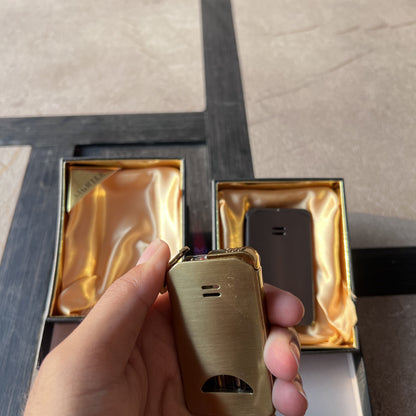 Dual-Flame Windproof Butane Lighter with Fuel Window