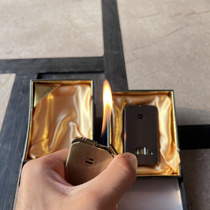 Dual-Flame Windproof Butane Lighter with Fuel Window