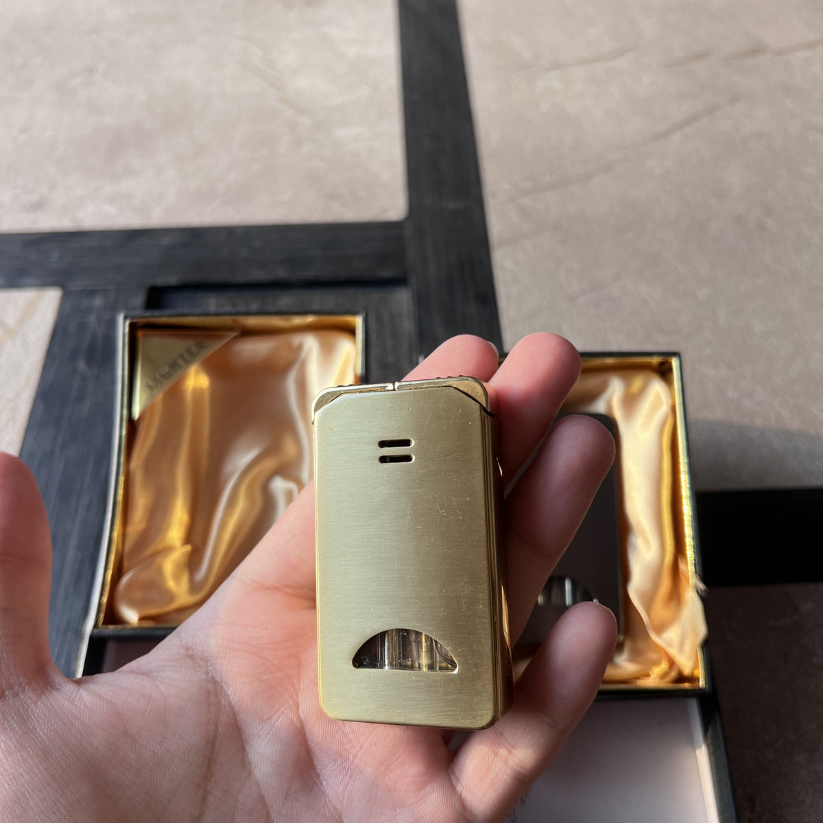 Dual-Flame Windproof Butane Lighter with Fuel Window