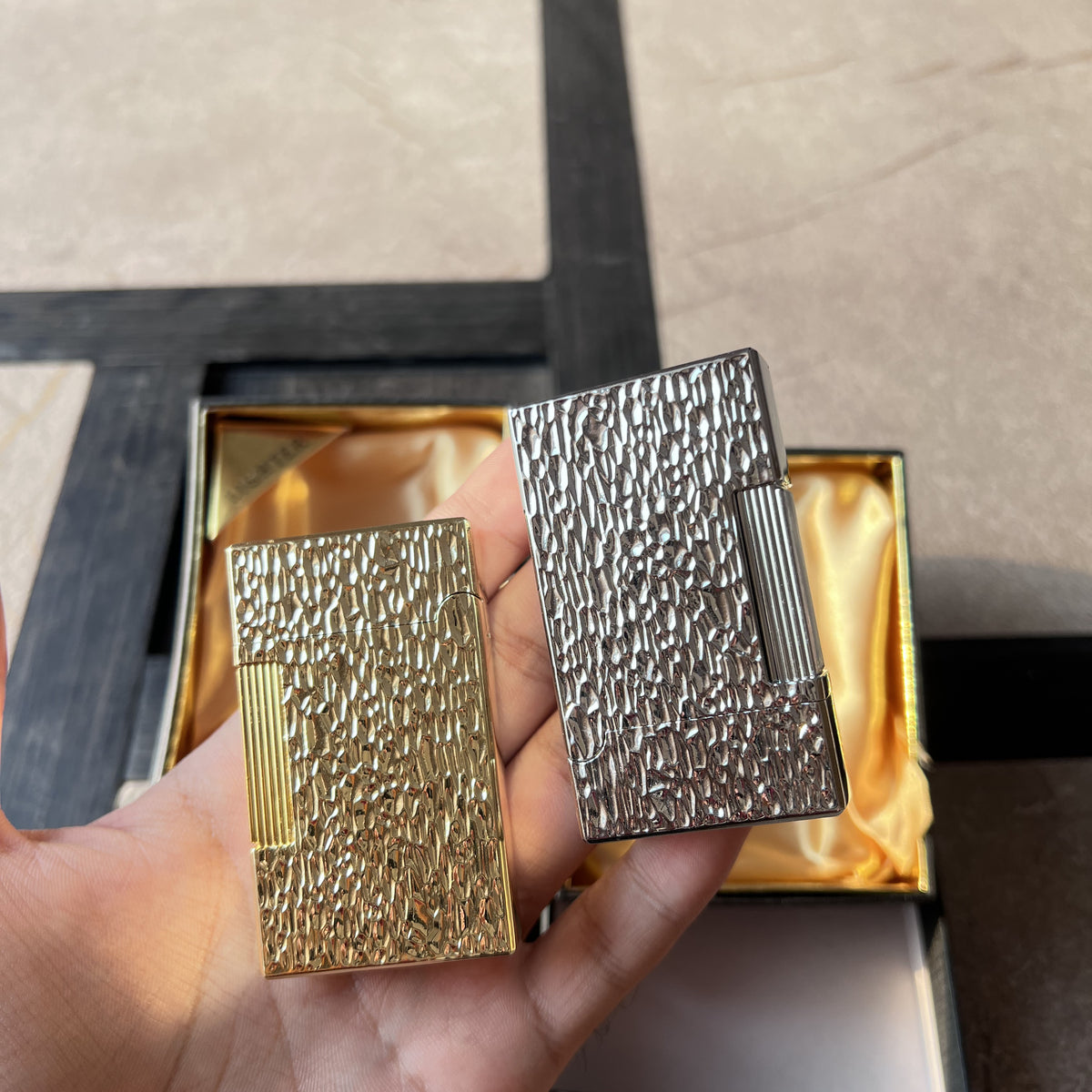 Hammered Metal Roller Strike Butane Lighter