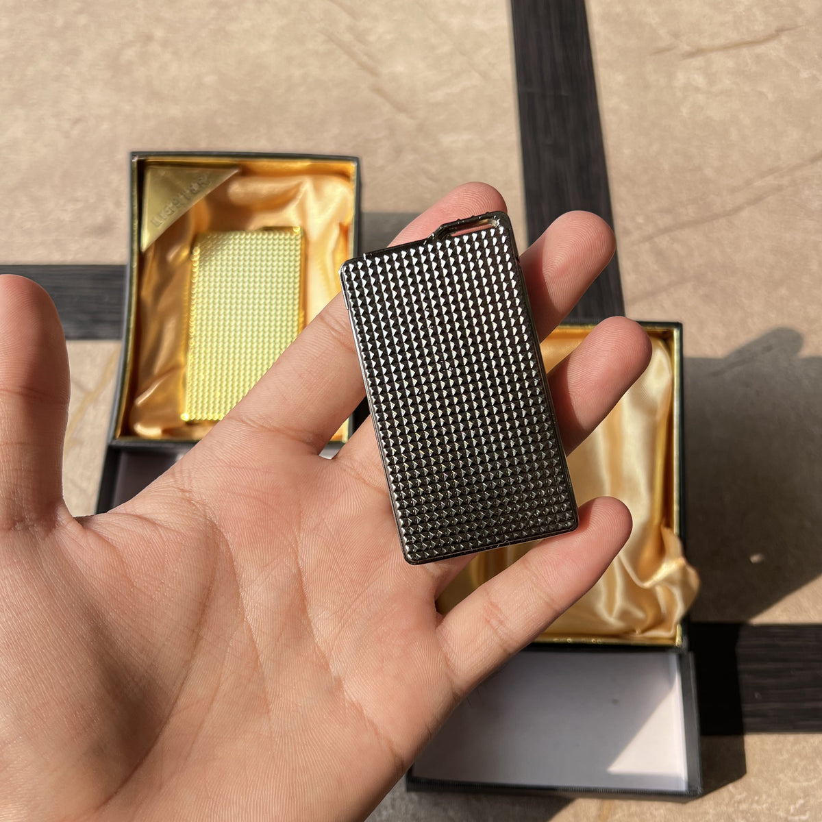 Textured Metal Side-Press Torch Lighter
