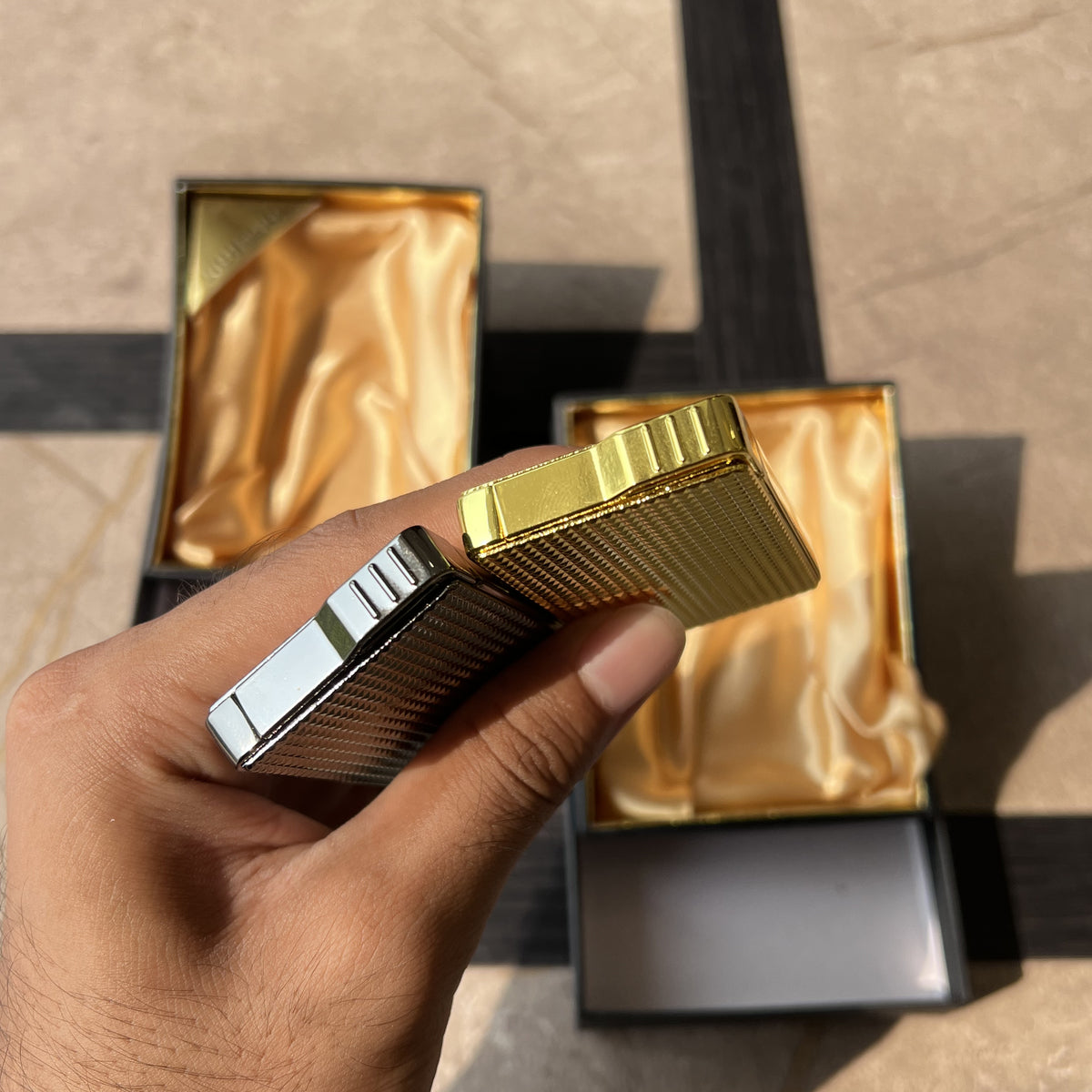 Textured Metal Side-Press Torch Lighter