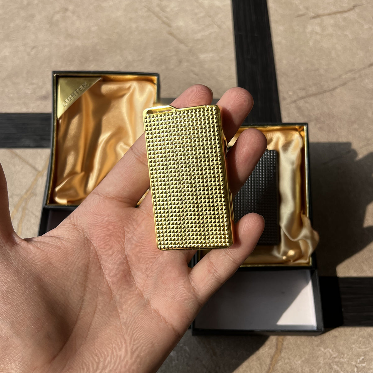 Textured Metal Side-Press Torch Lighter