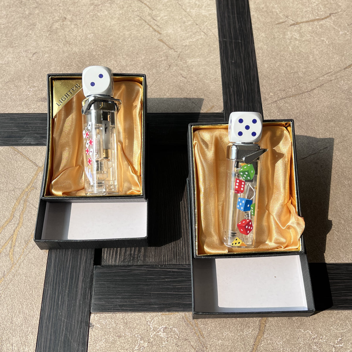 Clear Floating Dice Torch Lighter with LED Glow
