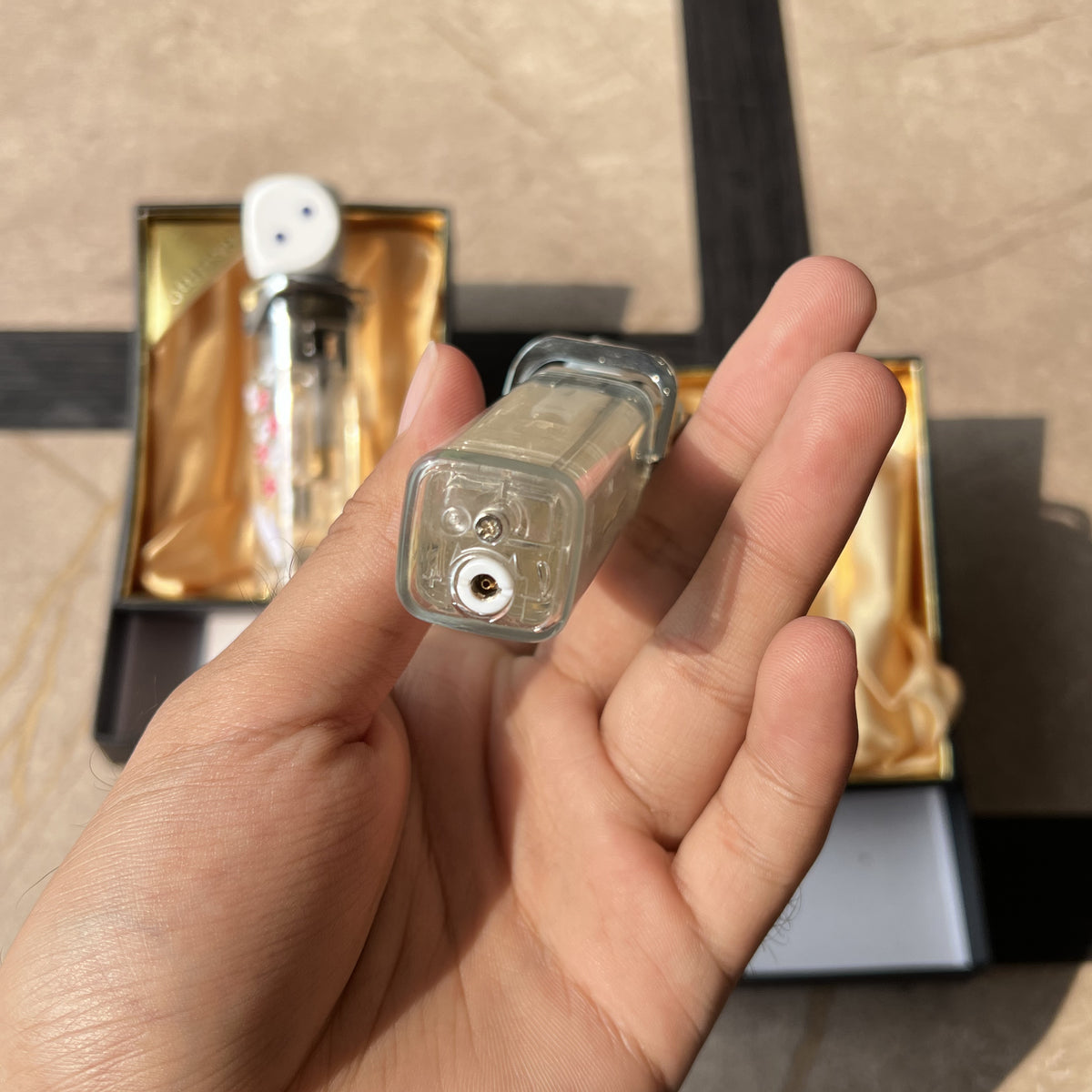 Clear Floating Dice Torch Lighter with LED Glow