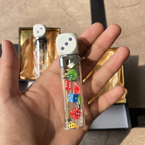 Clear Floating Dice Torch Lighter with LED Glow