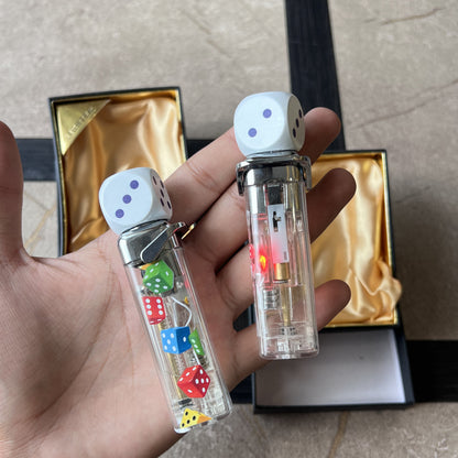 Clear Floating Dice Torch Lighter with LED Glow