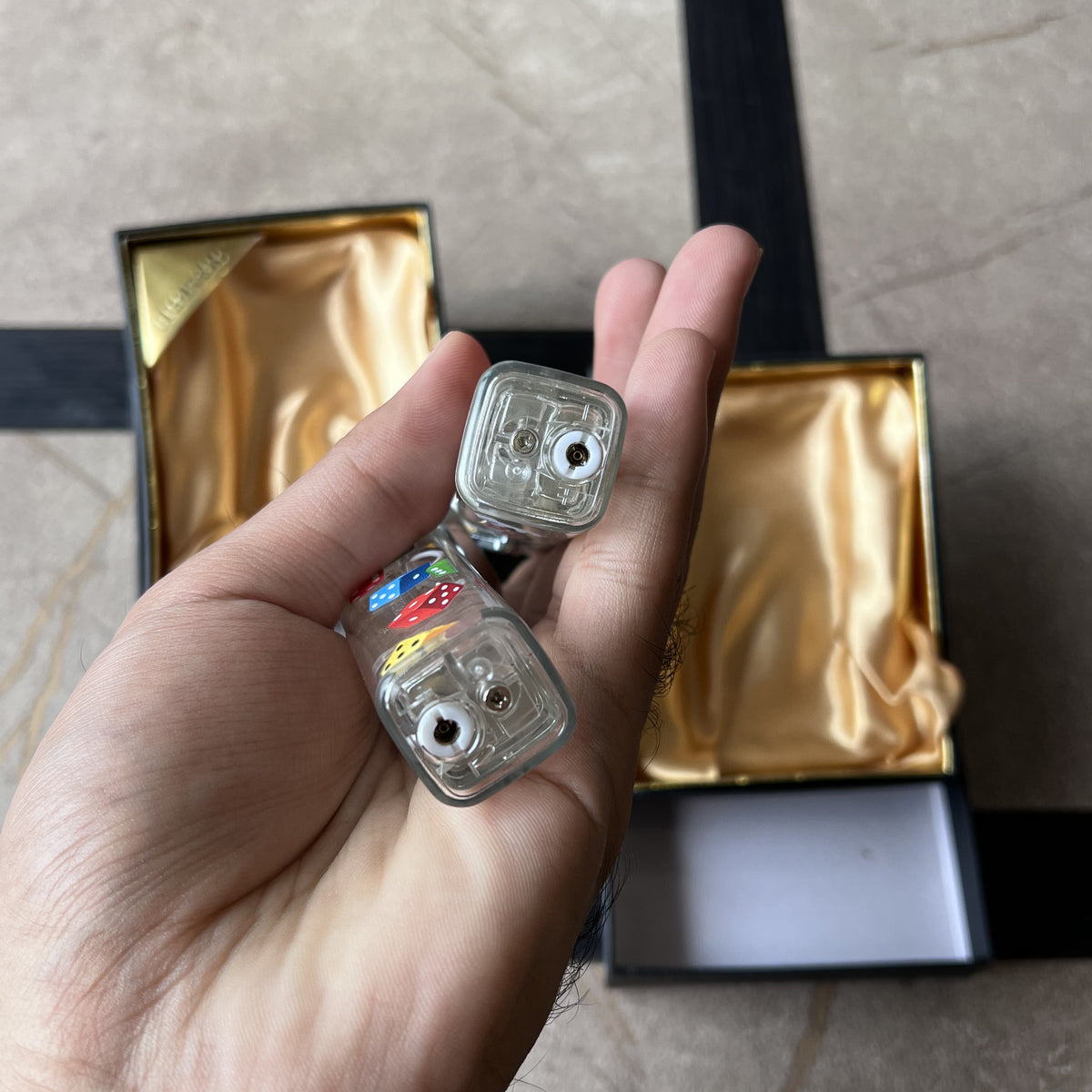 Clear Floating Dice Torch Lighter with LED Glow