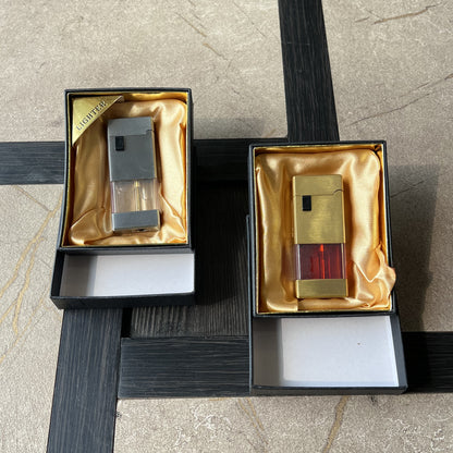 Brushed Metal Roller Lighter with Fuel Window