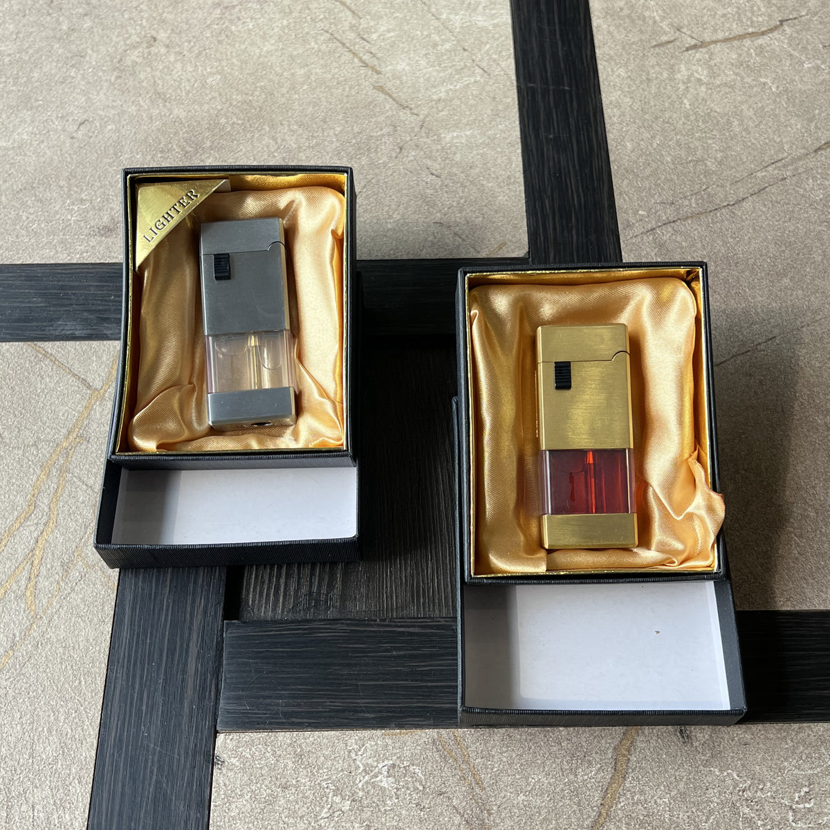 Brushed Metal Roller Lighter with Fuel Window