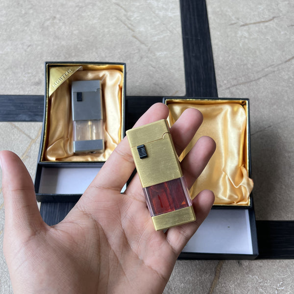 Brushed Metal Roller Lighter with Fuel Window