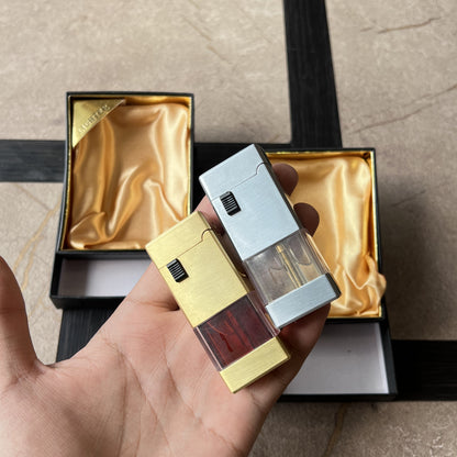 Brushed Metal Roller Lighter with Fuel Window
