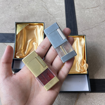 Brushed Metal Roller Lighter with Fuel Window
