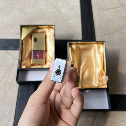Brushed Metal Roller Lighter with Fuel Window