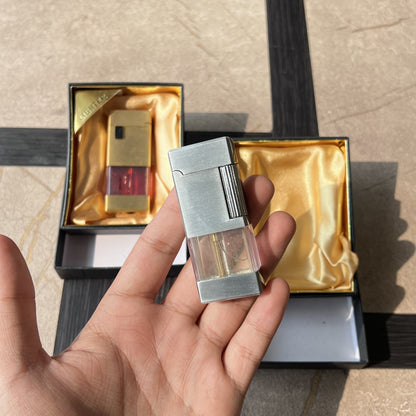Brushed Metal Roller Lighter with Fuel Window