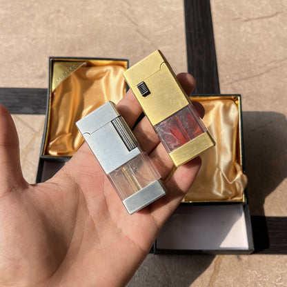 Brushed Metal Roller Lighter with Fuel Window