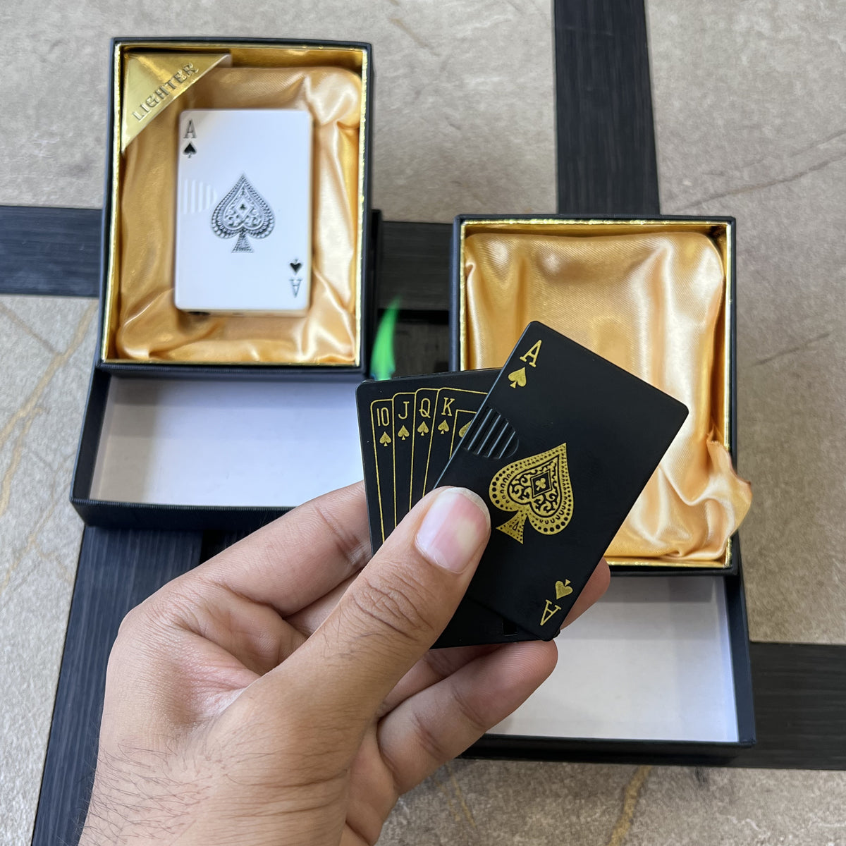 Ace of Spades Slide Torch Lighter with Green Jet Flame