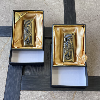 Vintage Brass Eagle Jet Flame Lighter with Fuel Window