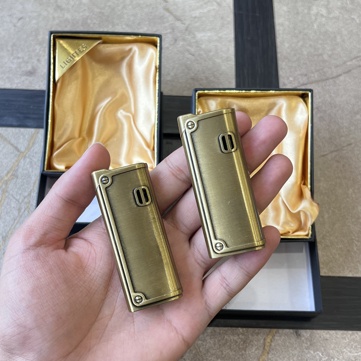 Vintage Brass Eagle Jet Flame Lighter with Fuel Window
