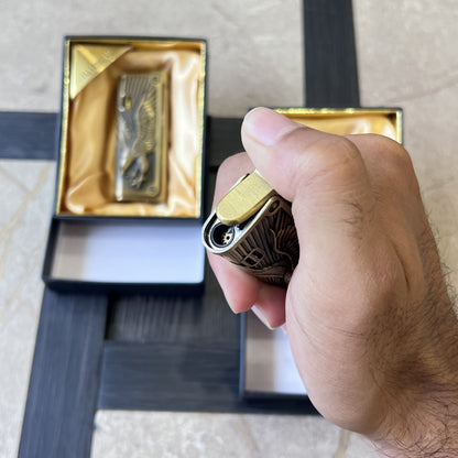 Vintage Brass Eagle Jet Flame Lighter with Fuel Window