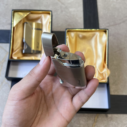 Brushed Metal Side-Press Lighter with Fuel Window