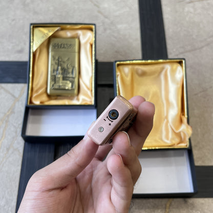 Embossed Istanbul Flip-Top Jet Lighter with Fuel Window