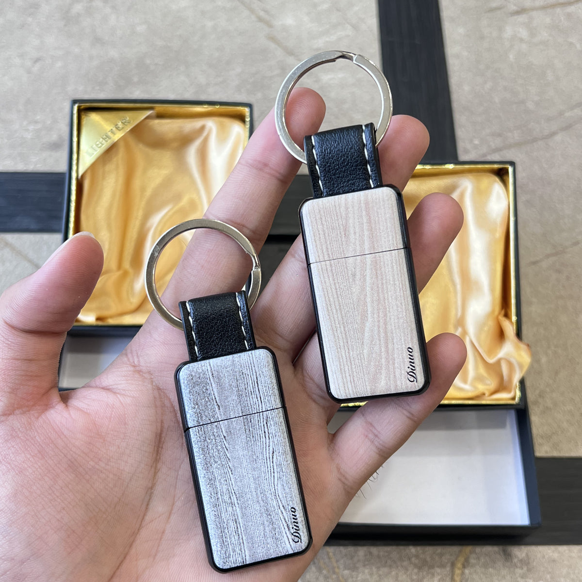 Wood Grain Keychain Torch Lighte