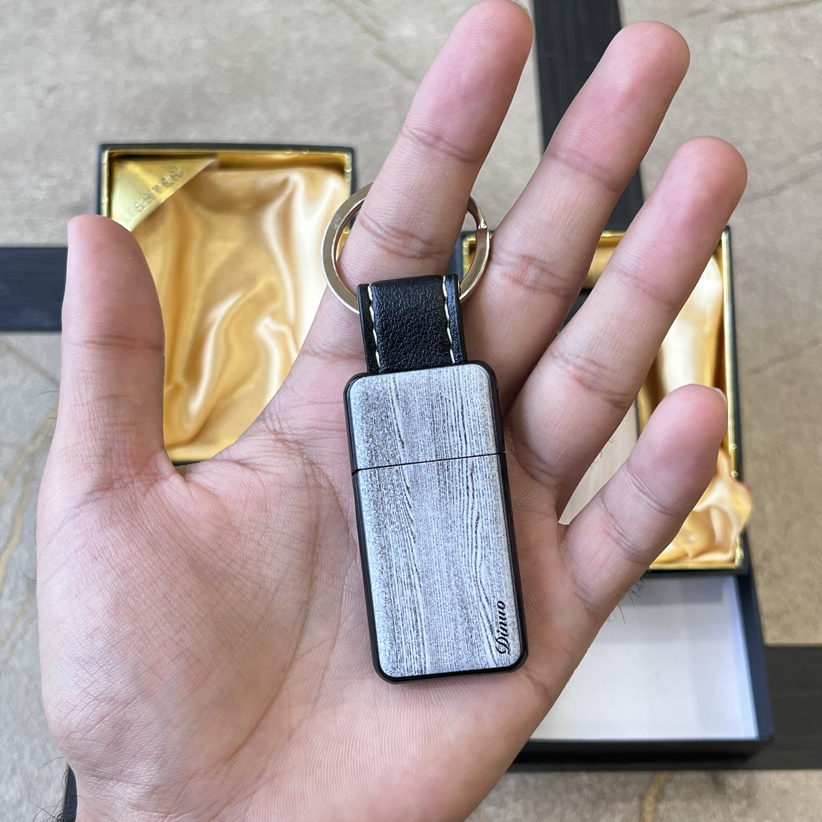 Wood Grain Keychain Torch Lighte