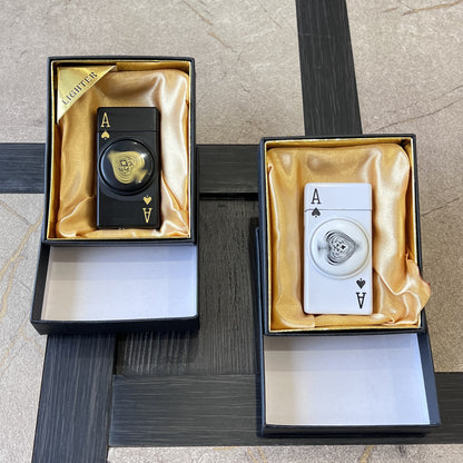 Playing Card Dual Flame Lighter with Fidget Spinner