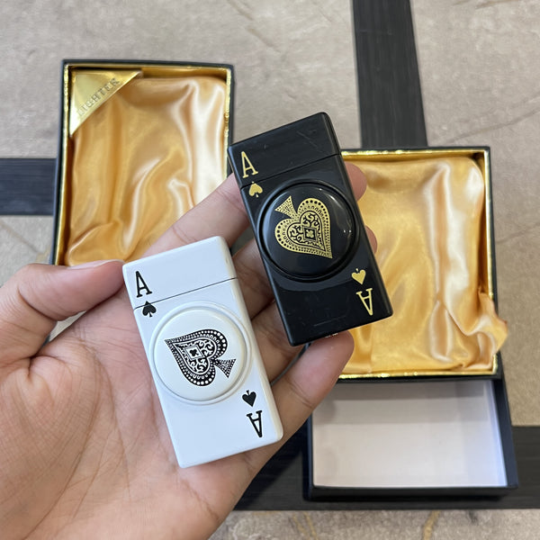 Playing Card Dual Flame Lighter with Fidget Spinner
