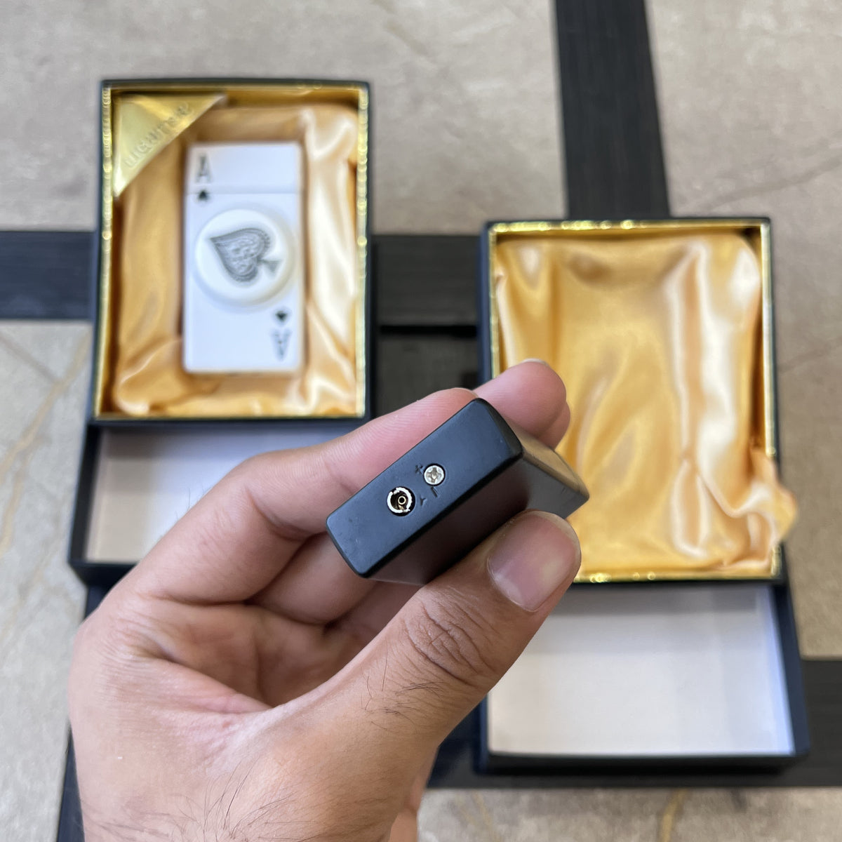 Playing Card Dual Flame Lighter with Fidget Spinner