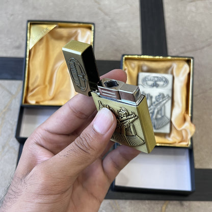 Embossed Rifle Military Flip Lighter with Convertible Flame