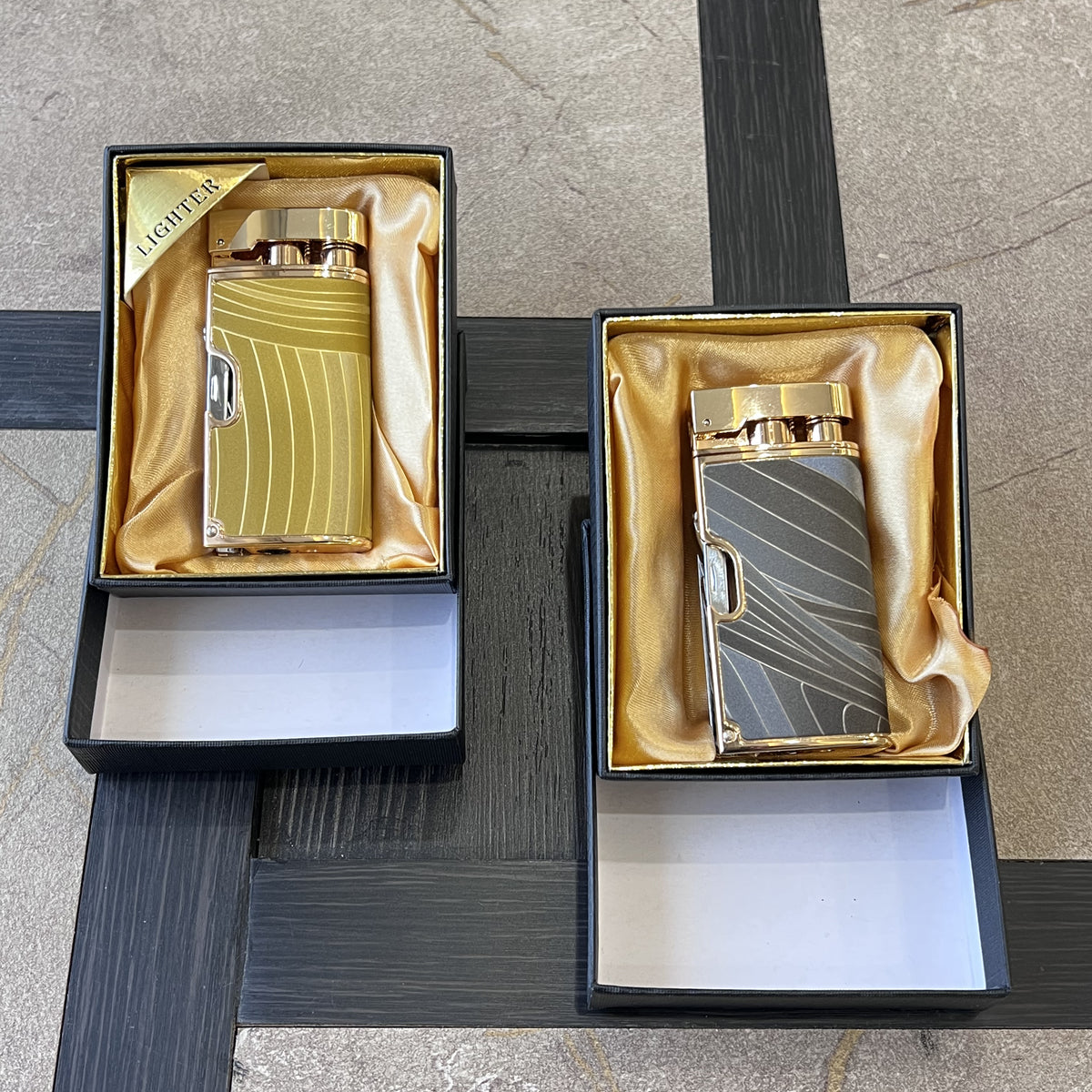 Textured Metal Jet Flame Lighter with Fold-Out Nail Cutter