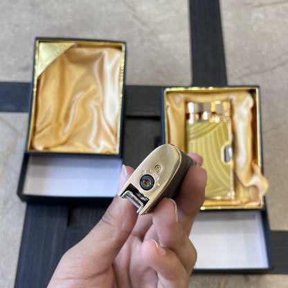 Textured Metal Jet Flame Lighter with Fold-Out Nail Cutter